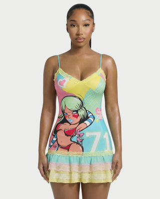 ZUZU Y2K Ruffle Hem Lace Mini Dress