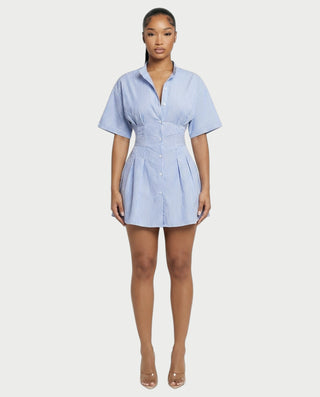 SKYLAR Button-Down Cinch Shirt Mini Dress