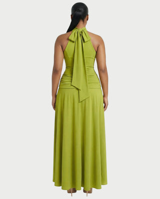 ruched waist dress NOREYA High-Neck Ruched Waist Maxi Dress – Celestia