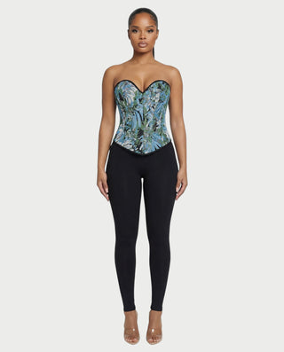 FRAINE Floral Jacquard Corset Top