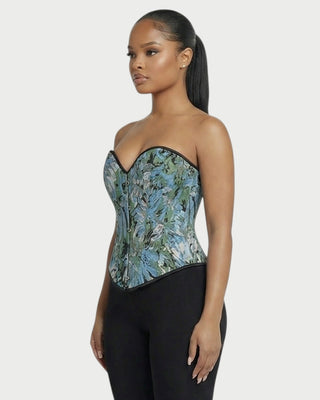 FRAINE Floral Jacquard Corset Top