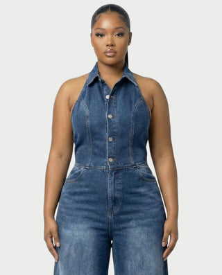 Chaleco corto con hebilla frontal de piel sintética QUELLA