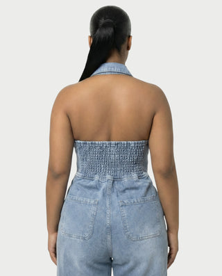 Chaleco corto con hebilla frontal de piel sintética QUELLA