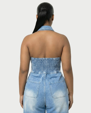 Chaleco corto con hebilla frontal de piel sintética QUELLA