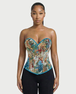 LISHA Peacock Blue Floral Tapestry Corset Top – Celestia