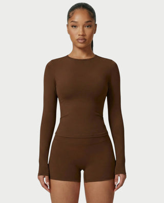 MELYA Long Sleeve Sporty Crew Neck Top