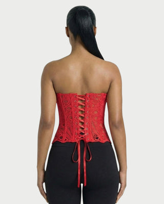 EBONY Guipure Lace Strapless Corset Top