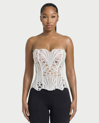 EBONY Guipure Lace Strapless Corset Top