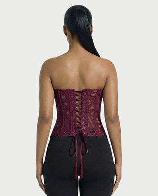 EBONY Guipure Lace Strapless Corset Top
