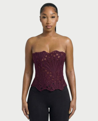 EBONY Guipure Lace Strapless Corset Top