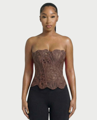 EBONY Guipure Lace Strapless Corset Top