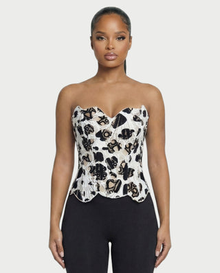 MARISSA Guipure Lace-up Back Corset Top