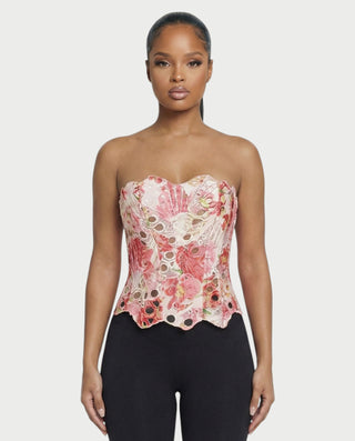 MARISSA Guipure Lace-up Back Corset Top