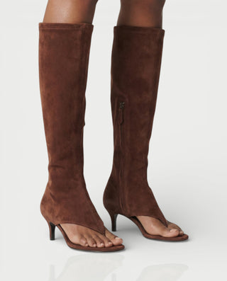 Botas de tacón de aguja hasta la rodilla de malla con cordones de ESCAS