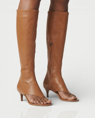 Botas de tacón de aguja hasta la rodilla de malla con cordones de ESCAS