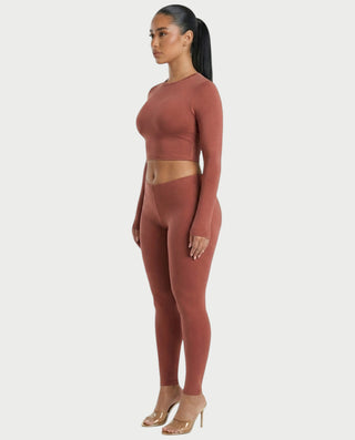 VANNA Long-Sleeve Waist Cinching Slim-Fit Top