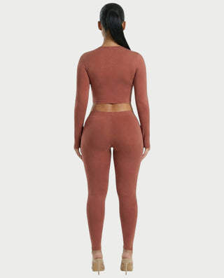 VANNA Long-Sleeve Waist Cinching Slim-Fit Top