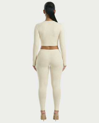 VANNA Long-Sleeve Waist Cinching Slim-Fit Top