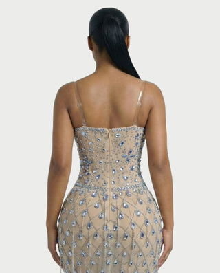 Vestido midi con flecos y escote pronunciado de LIRRA
