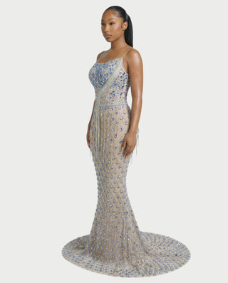 Vestido midi con flecos y escote pronunciado de LIRRA