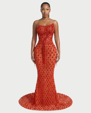Vestido midi con flecos y escote pronunciado de LIRRA