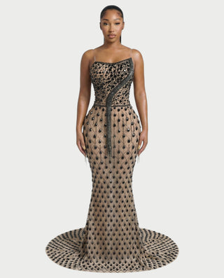 Vestido midi con flecos y escote pronunciado de LIRRA