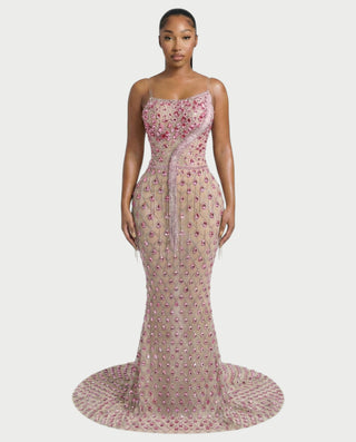 Vestido midi con flecos y escote pronunciado de LIRRA