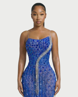 Vestido midi con flecos y escote pronunciado de LIRRA