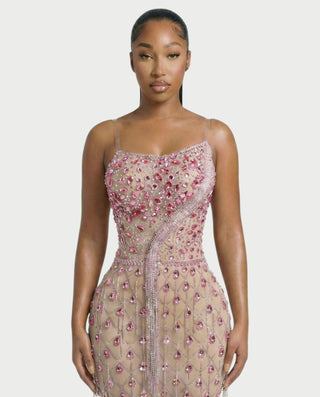 Vestido midi con flecos y escote pronunciado de LIRRA