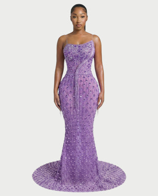 Vestido midi con flecos y escote pronunciado de LIRRA