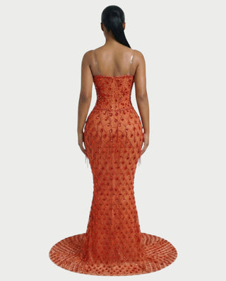 Vestido midi con flecos y escote pronunciado de LIRRA