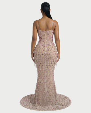 Vestido midi con flecos y escote pronunciado de LIRRA