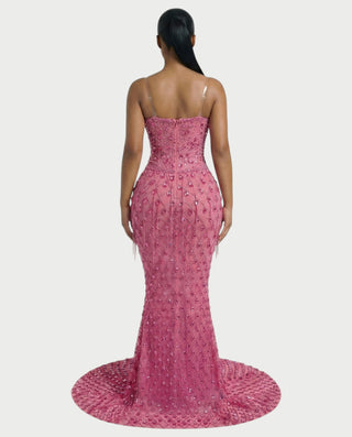 Vestido midi con flecos y escote pronunciado de LIRRA