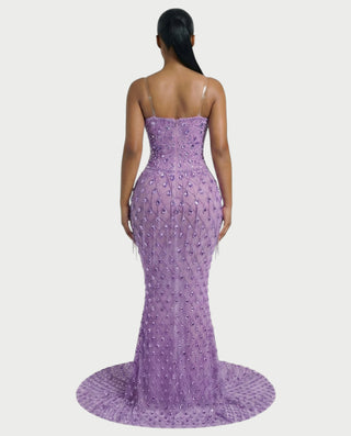 Vestido midi con flecos y escote pronunciado de LIRRA