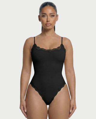 AMELYA Lace-Trim Shapewear Bodysuit