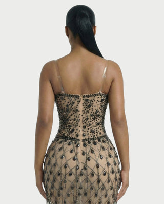 Vestido midi con flecos y escote pronunciado de LIRRA