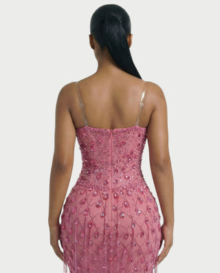Vestido midi con flecos y escote pronunciado de LIRRA