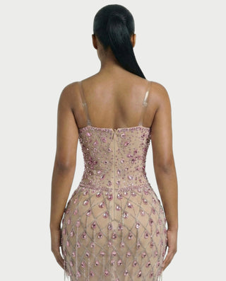 Vestido midi con flecos y escote pronunciado de LIRRA