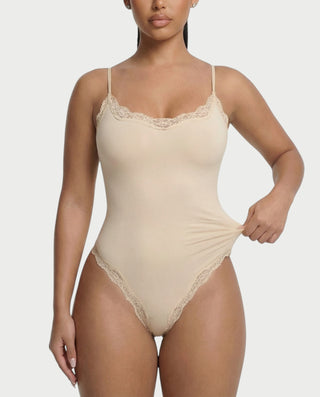 AMELYA Lace-Trim Shapewear Bodysuit