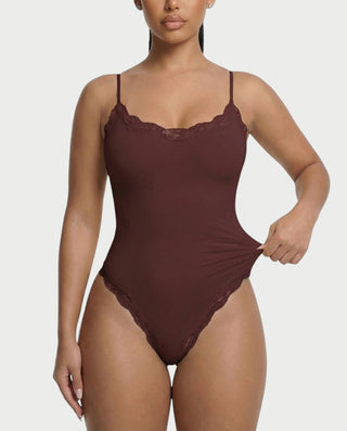 AMELYA Lace-Trim Shapewear Bodysuit