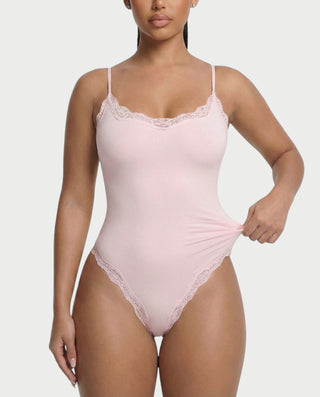 AMELYA Lace-Trim Shapewear Bodysuit
