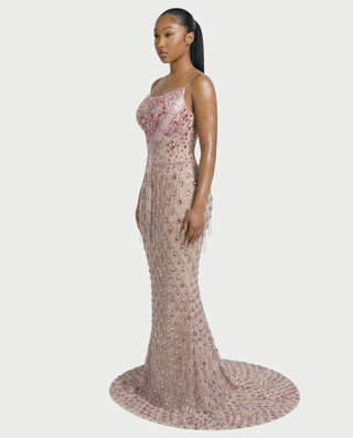 Vestido midi con flecos y escote pronunciado de LIRRA