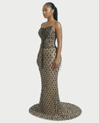 Vestido midi con flecos y escote pronunciado de LIRRA