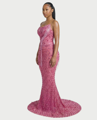 Vestido midi con flecos y escote pronunciado de LIRRA