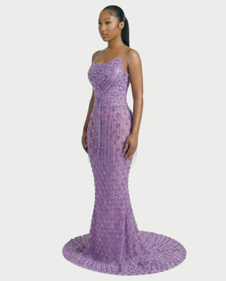 Vestido midi con flecos y escote pronunciado de LIRRA