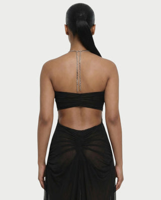 ALUMA Crystal Chain Sheer Flow Maxi Dress