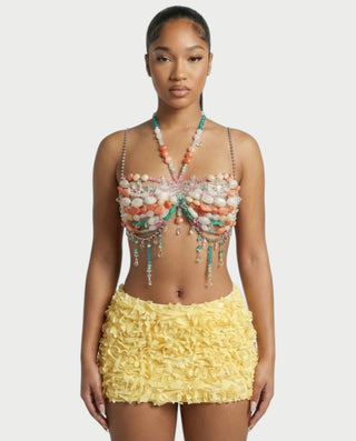 AVESSA Beaded Chain-Strap Bra