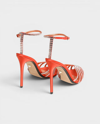 VESARA Rhinestone Cage Ankle Strap Stiletto Heels