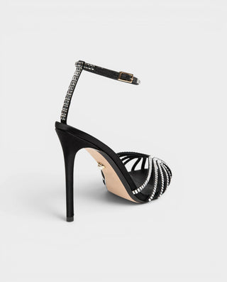 VESARA Rhinestone Cage Ankle Strap Stiletto Heels