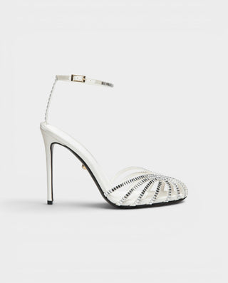 VESARA Rhinestone Cage Ankle Strap Stiletto Heels